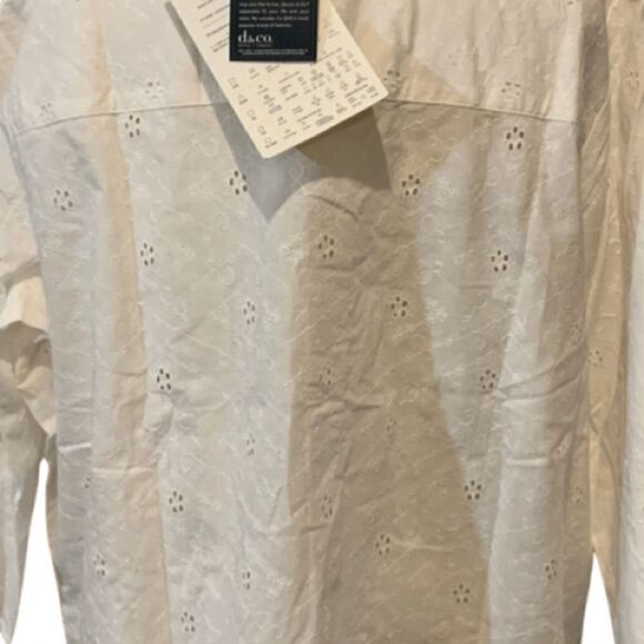 NWT Denim & Co. QVC Eyelet Button Front Shirt White Eyelet 2X Plus - Picture 11 of 15